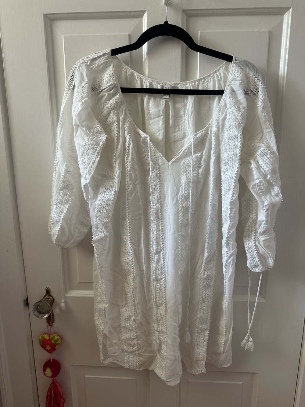 J. Crew White Cotton Lace Trimmed Boho Swim Tunic